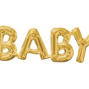 Gold BABY Balloon Baby Shower Decor Baby Announcement Smash Cake Photo Prop Letter Balloon Gender Reveal Decor First Birthday image 1