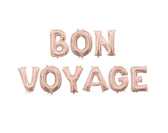 Bon Voyage 16" Mylar Ballon Lettre Bannière - Décor de fête d'adieu - Fête de départ - Décorations de Bon Voyage - Ballons de fête d'adieu