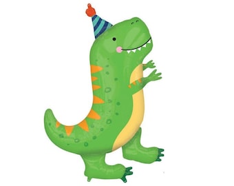 Giant T-Rex Balloon - 34" tall - Dino Birthday Decor - Three-Rex Theme - 3-Rex - Two-Rex Theme - 2-Rex - Dinosaur Birthday Decor -