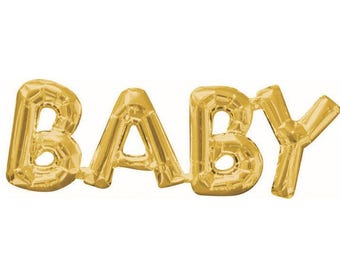 Gold BABY Balloon - Baby Shower Decor - Baby Announcement - Smash Cake Photo Prop - Letter Balloon -  Gender Reveal Decor - First Birthday