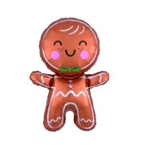 Gingerbread Balloon - 31&quot; Balloon - Christmas Balloon - Gingerbread Decorating Party Decor - Holiday Party Decor - Christmas Foil Balloons
