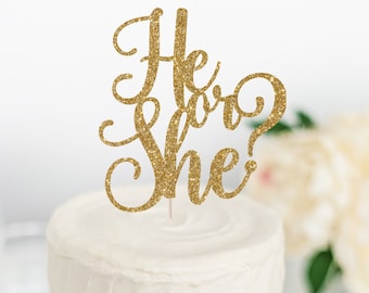 He or She? Cake Topper - Gender Reveal Party Decor - Gender Reveal Cake Topper - Boy or Girl Decor - It's a... Party Decor - Custom Topper