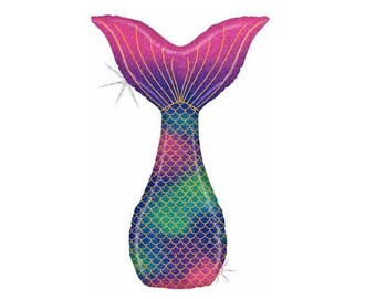 Giant Mermaid Tail Balloon - 46" Mylar Balloon - Mermaid Party Decor - First Birthday Decor - Under the Sea Theme Party - Birthday Balloon