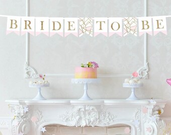 Bride to be banner - Pink and Gold Banner - Bridal Shower Decor - Engagement Banner - Bachelorette Party Decor - Wedding Banner -Gold Banner