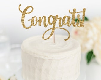 Congrats Cake Topper - Glitter Cake Topper - Congratulations - Party Decor - Event Decor - Graduation Party - Retirement Party