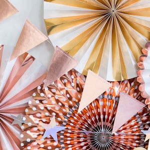 Rose Gold Foil Pennant Banner - Rose Gold Pennant Garland - Rose Gold Wedding Decor - Bruidsdouche Decor - Mixed Metal Decor - Smash Cake