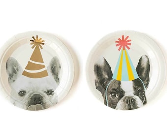 Party Animal Paper Plates - 7&quot; wide - Set of 8 - Birthday Tableware - Dog Theme Party - Dog&#39;s Birthday -Party Animal Theme -Birthday Plates