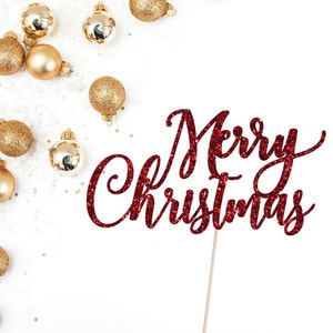 Merry Christmas Cake Topper - Holiday Cake Topper - Christmas Decorations - Holiday Party - Christmas Party - Party Supplies