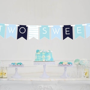 Two Sweet Banner - Bannière d’anniversaire du garçon - Bannière d’anniversaire 2ème - Two Sweet Theme - 2nd Birthday Decor - Twins&#39; Birthday Banner - Too Sweet