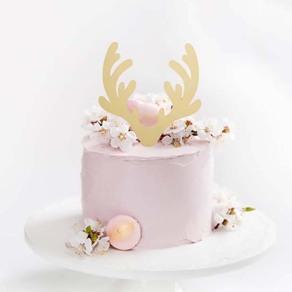 Acrylic Reindeer Antler Cake Topper - Deer Cake Topper - Woodland Animal Theme Decor - Reindeer Christmas Decor - Holiday Decor
