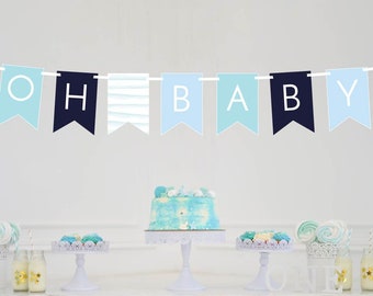 Oh Baby Banner - Baby Shower Banner - Baby Shower Decor - Nursery Banner - New Baby Decor - New Baby Announcement - Blue Baby Banner
