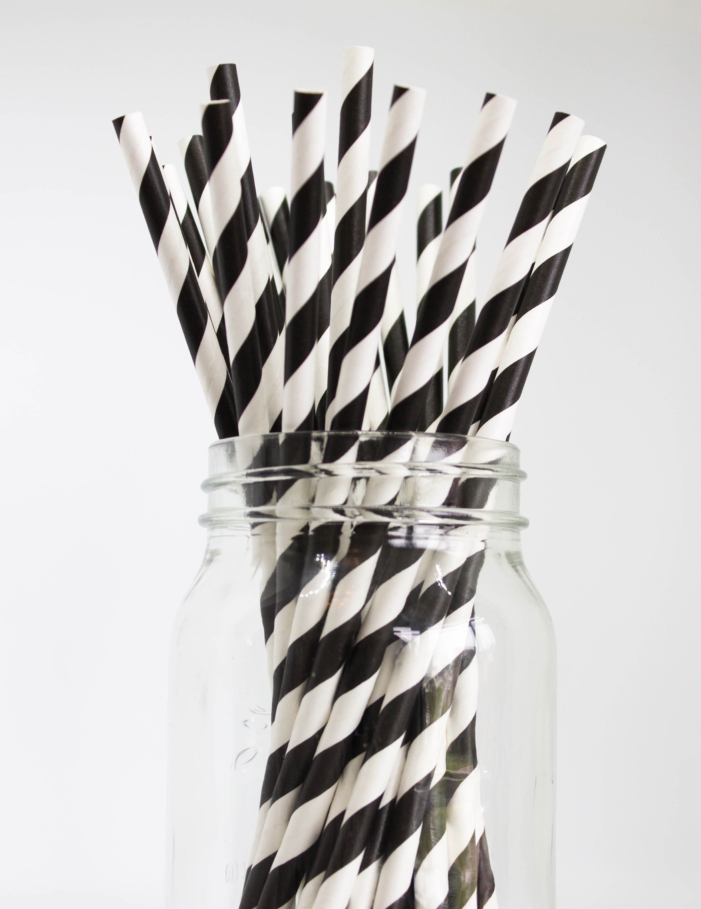 Black & White Candy Cane Striped Cake Pop Party Straws