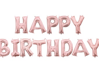 Lettera di buon compleanno palloncino Banner - compleanno palloncini - palloncini - decorazione festa - oro rosa Palloncini Foil - palloncini di compleanno foto parete