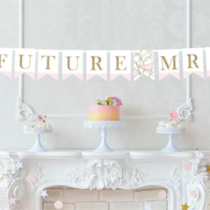 Aangepaste Toekomst Mevrouw Gedrukte Banner - Roze en Gouden Banner - Bruidsdouchebanner - Bachelorette Party Decor - Toekomst Mevrouw Decor - Aangepaste Naam
