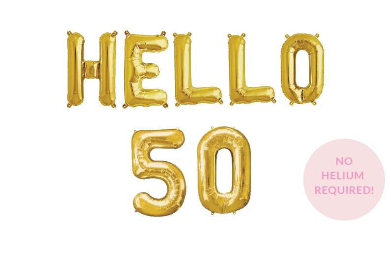 Fifty AF Balloon Banner 50th Birthday Decor 50th Birthday Photo Wall Prop 50th Anniversary Rose Gold Birthday Decor 50th Balloons HELLO 50