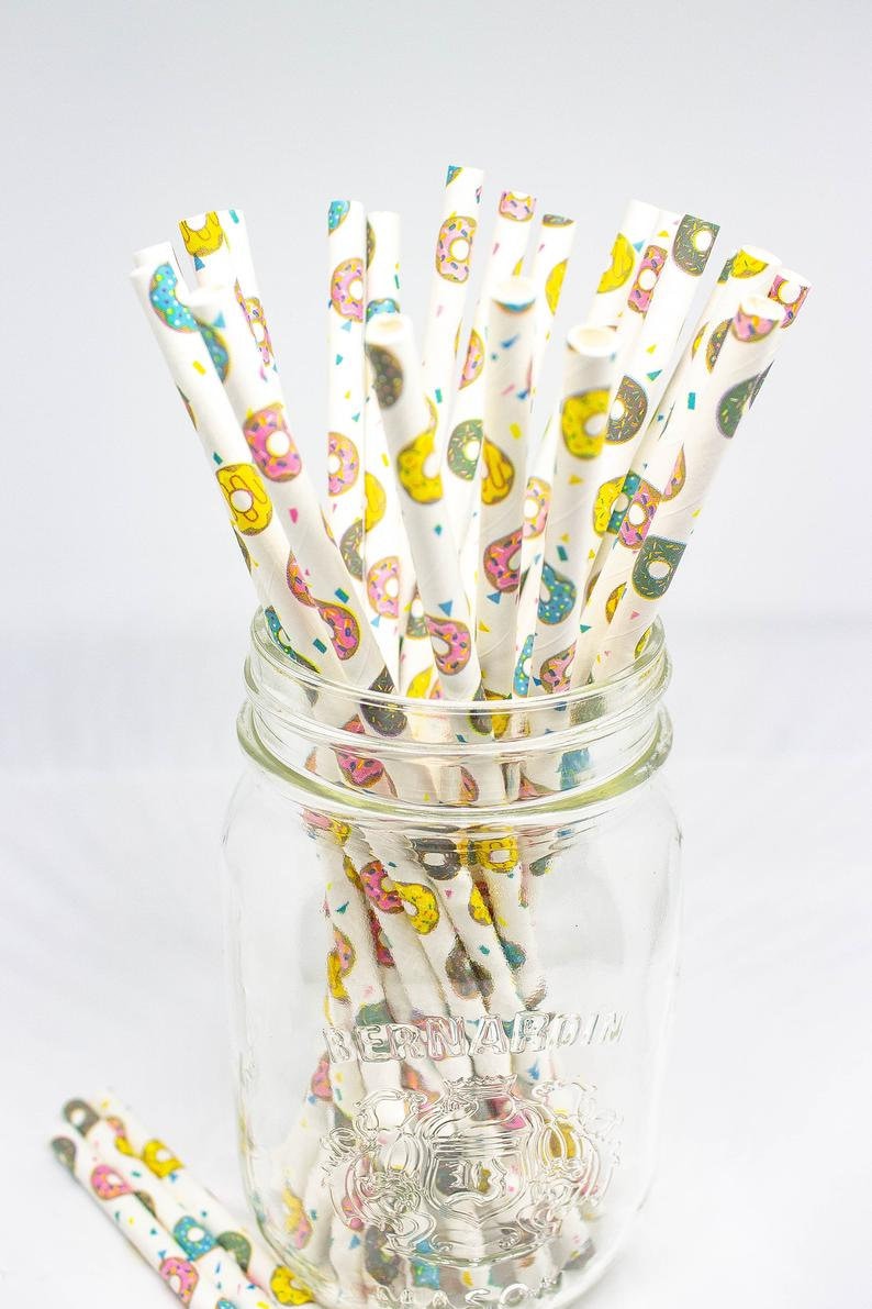 Donut Straws Paper Party Straws Cake Pop Sticks Two Sweet Birthday Birthday Straws Donut Grow Up Theme Donut Theme Birthday Donut print only