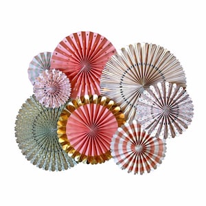 Trend Party Paper Fans - Set of 8 - Pink, Mint and White Party Decor - Paper Fans - Engagement Decor - Bridal Shower Fans - Wedding Decor