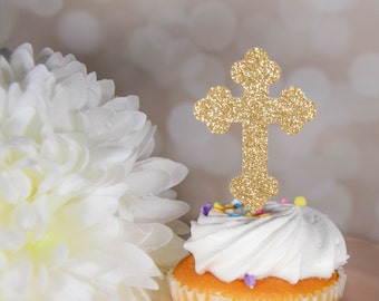 Baptism Cupcake Toppers - Christening Cupcake Toppers - Baptism Sweet Table - First Communion Cupcake Toppers - Cross Cupcake Toppers