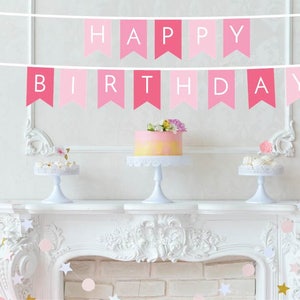 Happy Birthday Printed Banner - Heart Printed Banner - Heart Birthday Decor - Birthday Sign - Girl&#39;s Birthday Decor - Valentine&#39;s Birthday