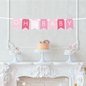 Oh Baby Banner - Baby Shower Banner - Baby Shower Decor - Nursery Banner - New Baby Decor - New Baby Announcement - Pink Baby Banner