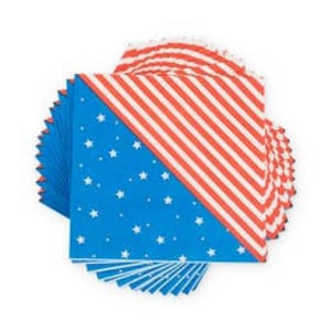 Fourth of July Paper Napkins - Set of 20 - Stars and Stripes Tableware - Red and Blue - 4th of July Party Decor - USA Party Decorations