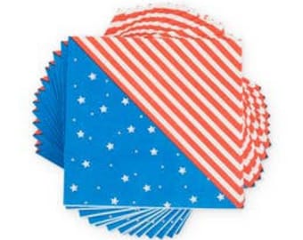 20er Papierservietten-Set - Stars and Stripes Geschirr - Rot und Blau - 4. Juli Party Dekor - USA Partydekorationen