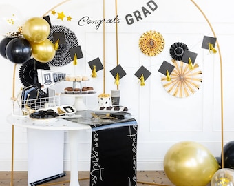 Congrats Grad Cap Banner Set - 2 Piece Banner Set - Graduation Party - Congrats Grad - Going Away Party - Grad Party Decor