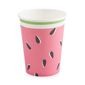 Watermelon Paper Party Cups - Pack of 8 - 9oz Cups - Birthday Tableware - Two Sweet Theme - Twotti Frutti Birthday Decor - Watermelon Decor