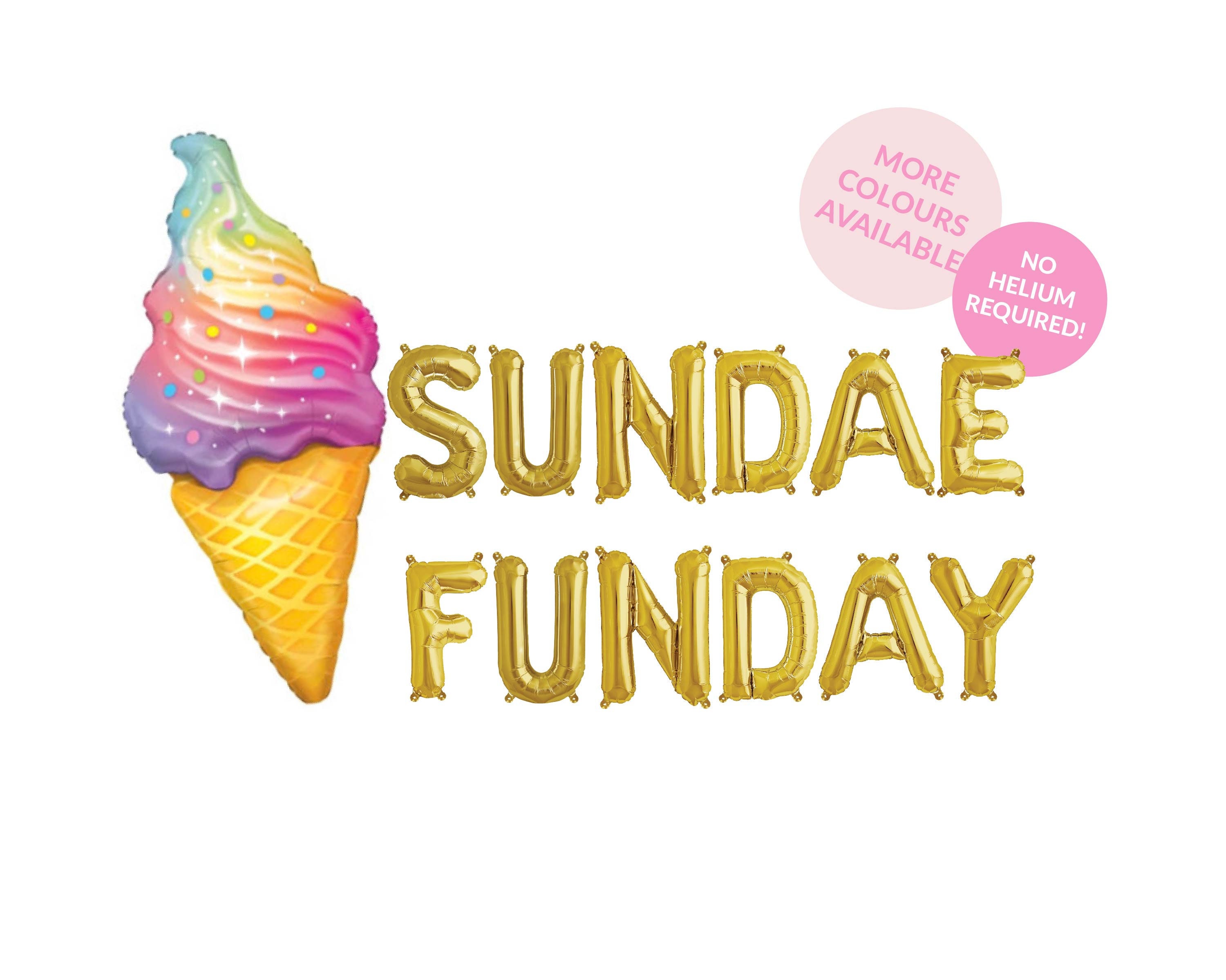 Sundae Funday Balloon Banner Two Sweet Themed Birthday Ice Cream Balloon Sundae Party Sunday Theme Decor Foil Balloon