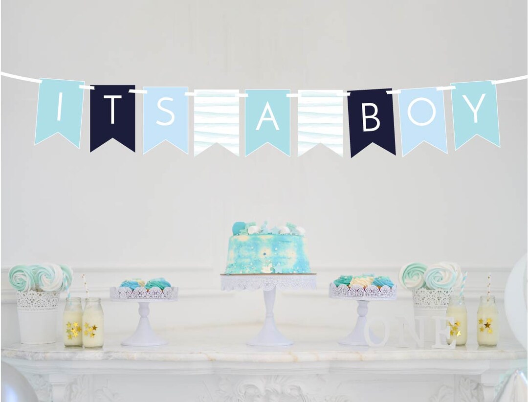 It's a Boy Banner - Blue Boy's Banner - Baby Shower Decor - Welcome ...