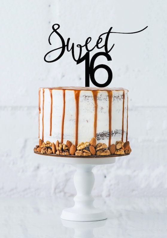 Sweet 16 Acrylic Cake Topper - 16th Birthday Cake Topper - Custom Age ...