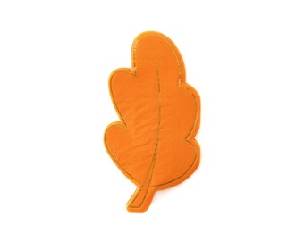 Orange and Gold Foil Oak Leaf Napkin - Thanksgiving Dinner - Thanksgiving Tablescape - Fall Decor - Autumn - Thanksgiving Party