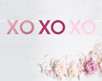 XOXOXO Garland - Valentine's Day Garland - Galentine's Day Garland - Photo Wall Prop - Bridal Shower Decor - Pink Garland - Pink Decor