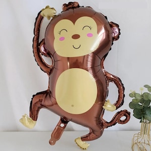 Palloncino Mylar a forma di scimmia grande: decorazione per feste a tema safari nella giungla