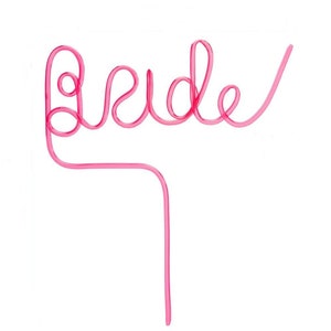 Pink Bride Straw: Bachelorette Party Plastic Straw
