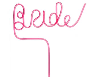 Pink Bride Straw: Bachelorette Party Plastic Straw