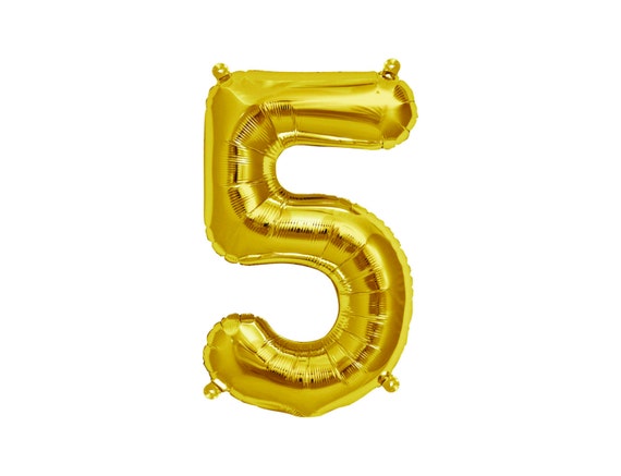 gold number 5 balloon