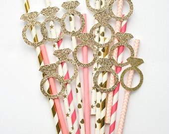 Engagement Ring Party Straws - Bridal Shower Party Straws - Bachelorette Party Straws - Engagement Decor - Last Fling Before the Ring Theme