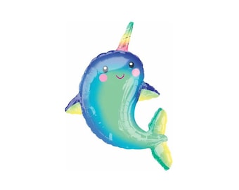 Happy Narwhal Ballon - 39 "Mylar Ballon - Zeemeermin Party Decor - Eerste Verjaardag Decor - Onder de Zee Themafeest - Verjaardag Ballon