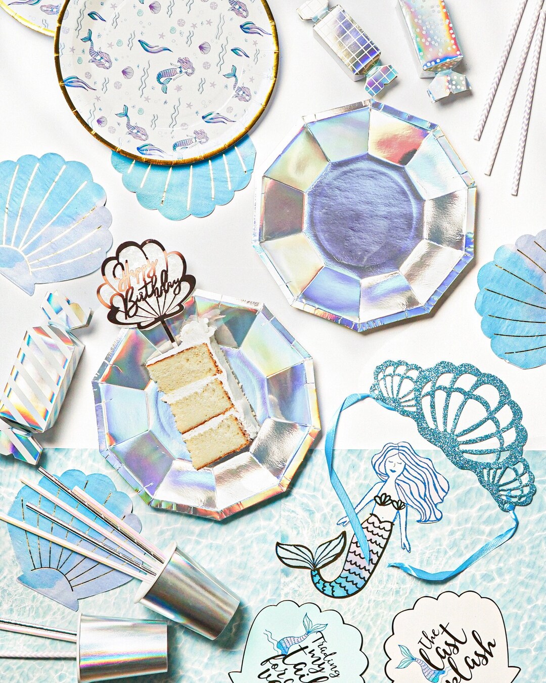 Iridescent Decagon Paper Plates - 9" Wide - Set of 8 - Halloween Tableware - Unicorn Theme ...