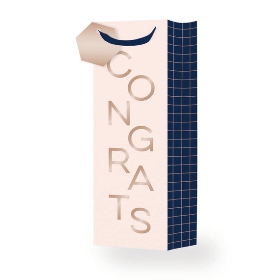 Weintasche Für Absolventen, „Congrats Grad“-Design, Aus Baumwollleinen – Geschenk Für Abschlussfeiern
