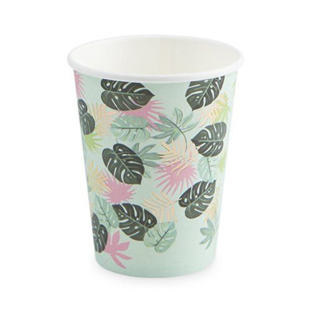 Monstera Leaf Paper Cups - Set of 8 - Tropical Party Tableware ...