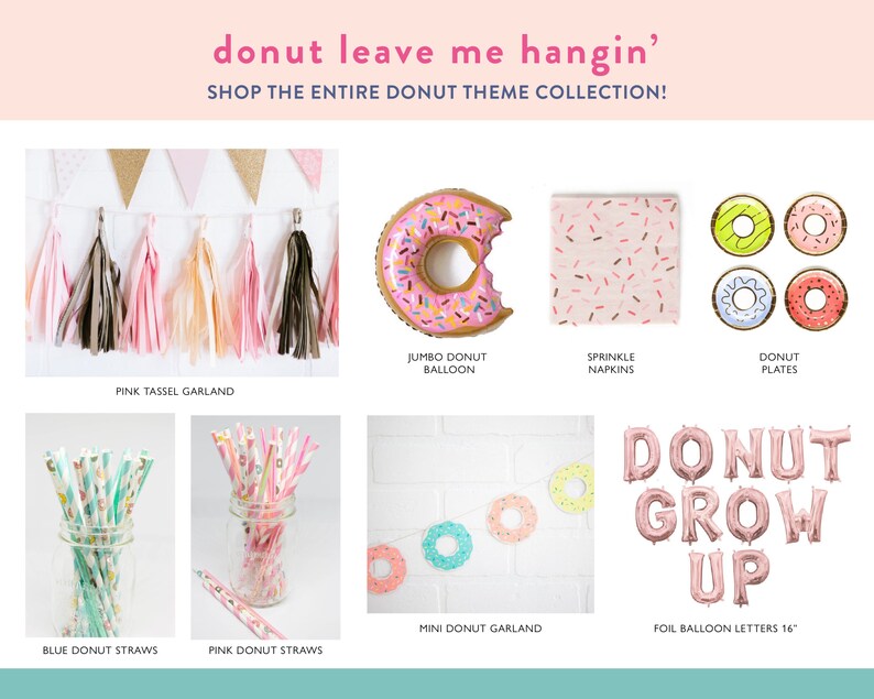 Donut Straws Paper Party Straws Cake Pop Sticks Two Sweet Birthday Birthday Straws Donut Grow Up Theme Donut Theme Birthday image 3