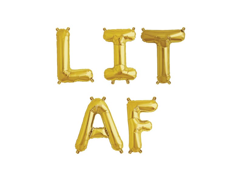 Home Christmas Decor Birthday Balloons Christmas Party Decor Lit AF Balloon Banner Gold Foil Balloon Banner Christmas Tree Decor