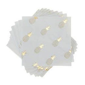 Pineapple Paper Napkin - 7" Wide - Set of 8 - Pineapple Party Decor - Tropical Theme - Tropical Tableware - Pineapple Tableware - Gold Foil