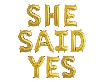 Baner z balonami She Said Yes - Dekoracja na wieczór panieński - Tło na wieczór panieński - Dekoracja na wieczór panieński - Ściana ze zdjęciami na wieczór panieński - Złota folia
