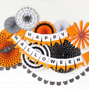 Happy Halloween Printed Paper Banner Halloween Party Halloween Decor Hanging Decor Spooky Party image 1