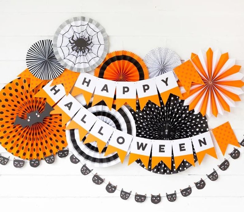 Happy Halloween Printed Paper Banner Halloween Party Halloween Decor Hanging Decor Spooky Party image 1