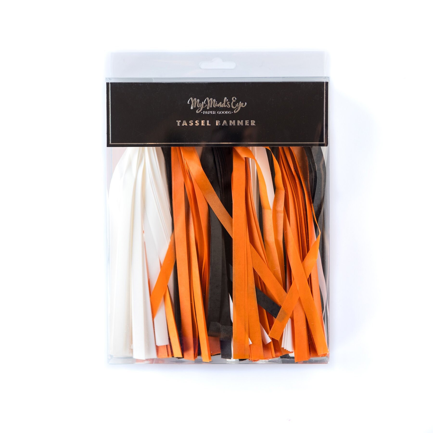Halloween Tissue Tassel Garland: Black, White & Orange Party