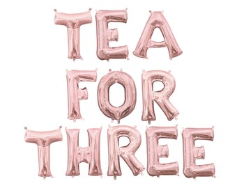 Té para tres globos Banner - 3er cumpleaños decoración - té para tres tema - Baby Shower para trillizos - Familia de tres bebés ducha - fiesta de té